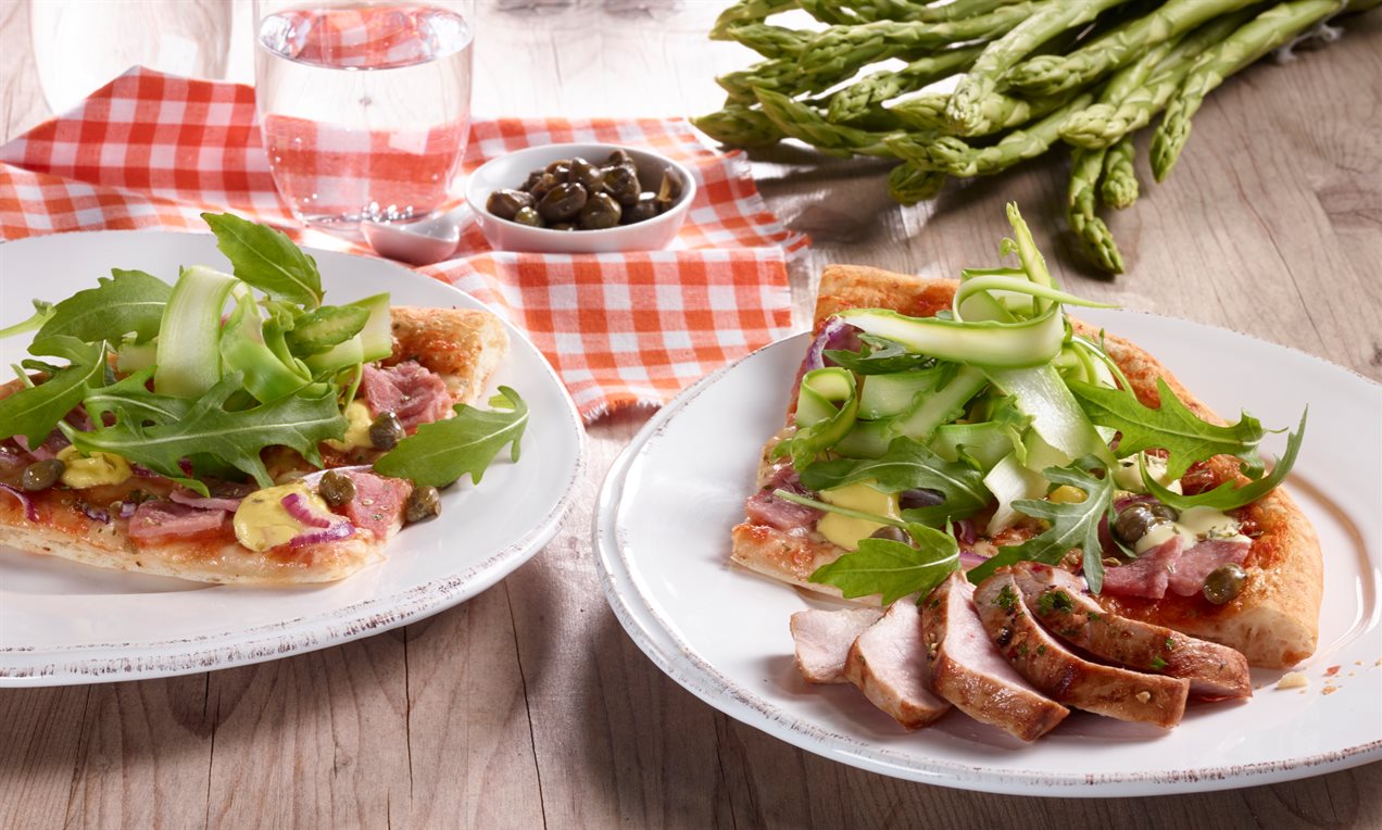 Pizza Prosciutto Funghi mit Spargeln Rezept Dr. Oetker